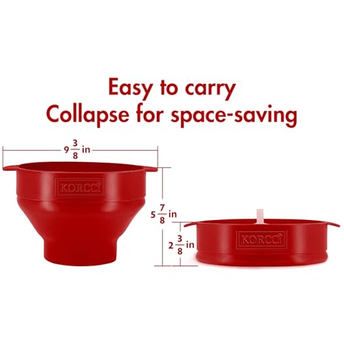 Image of The Original Korcci Microwaveable Silicone Popcorn Popper, Microwave Popcorn Popper, Collapsible Microwave Popcorn Maker Bowl, No Oil Needed, Use In Microwave, Dishwasher Safe (Cherry)