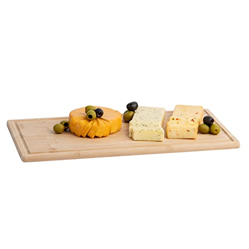 Hammont Bamboo Cutting Board Tray - Eco Friendly Kitchen Gadget - 2 Pack - Wooden Serving Trays For Meat, Vegetables, Cheese And Charcuterie Board - Home And Kitchen Essentials - 8"L X 16"W X 0.5"H #TOP1