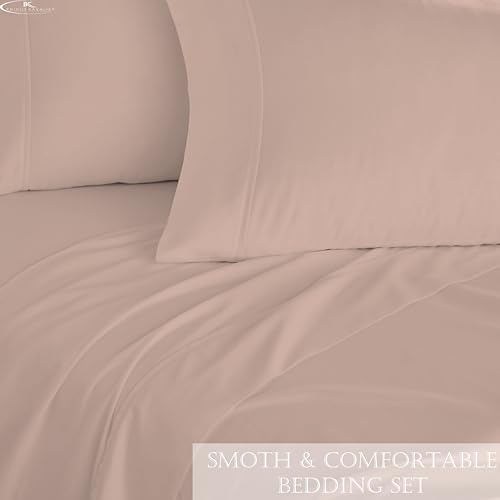 Image of 100% Cotton Premium King Size Bedsheet with 2 Pillow Covers | Ultra-Soft, Breathable, Hotel-Quality Fabric | Elegant Collection for Bedroom Decor (Cameo Rose Solid)