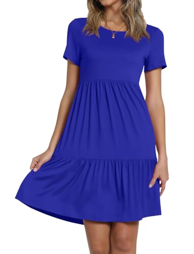 Image of TAOHUADAO 2026 Summer Dresses for Women Short Sleeve Ruffle Casual Sundress with Pockets