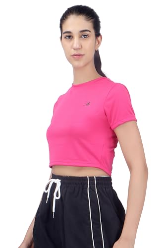 Image of Amazon Brand - INKAST Women Solid Fitted T-Shirt | Active Wear Crop Tops | Casual Sport Wear | Gym | Training | Running | Workout | Crew Neck