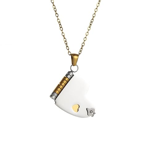 Engraved Heart Book Pendant Necklace for Women Stainless Steel Openable Locket Charm Polished Two Colors Adjustable Chain Link Jewelry Birthday Graduation Christmas Gifts for Her Couple Best Friend
