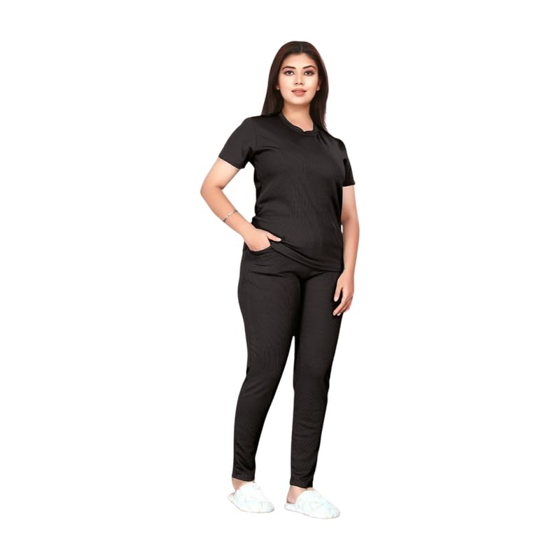 Women's Active Wear Track Suits Cotton Blend Sportswear Top & Bottom Set for Woman Round Neck for Fitness & Workout-image-37