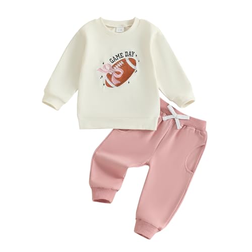 Baby Girl Fall Clothes Set Game Day Football Embroidery Sweatshirt Pants Toddler Infant Outfits 6 12 18 24 Months 2T 3T