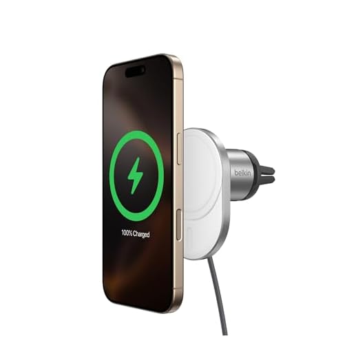 Belkin BoostCharge Pro Wireless Car Charger with MagSafe Compatibility, 15W Fast Charging, Extra Strong Magnetic Car Vent Phone Mount for iPhone 15, iPhone 14, iPhone 13, & iPhone 12 Series - White
