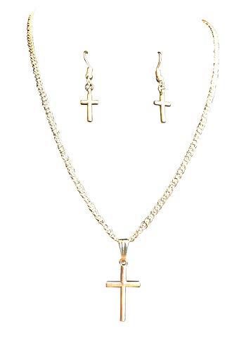 Silver Plated Cross Necklace Set with Earrings 18