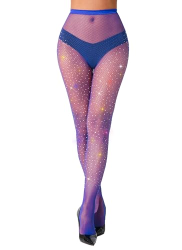 Image of VEBZIN More Sparkly Fishnets Tights Fishnet Stockings Rhinestone Fishnet Tights for Women