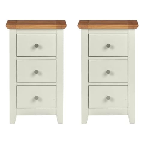 Hallowood Furniture Clifton Oak Green Off White Bedside Table Set Cover