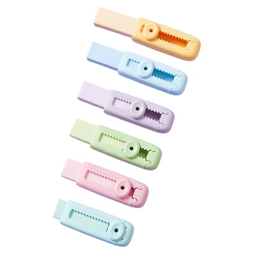 Juego de 6 gomas de borrar retráctiles para dibujo, suministros de control de precisión ergonómicos para estudiantes, clases de estudio, oficina, uso profesional