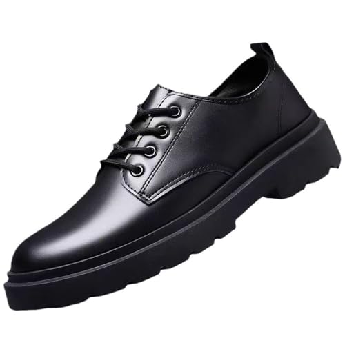 Platform Oxfords Shoes Lug Sole Heightening Casual Round Toe Non Slip Shoes Modern Lace up Leather Comfort Business Work Office Dress Shoes