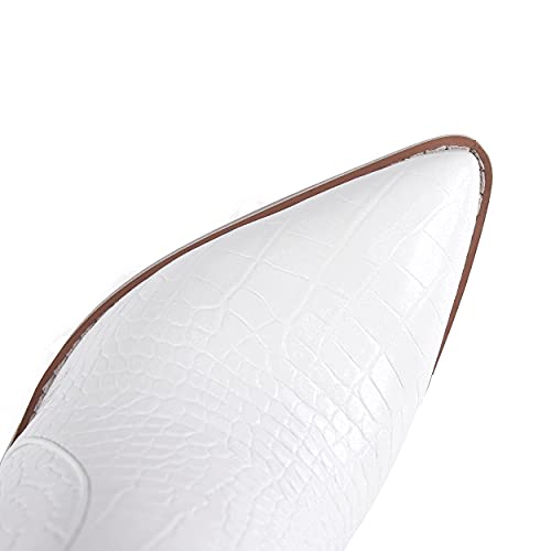 Sophitina White Cowgirl Boots Large Size Womens Knee High Western White Boots Almond Round Toe Stacked Chunky Heels Thigh High Cowboy Booties With Pull-Up Tabs #TOP7