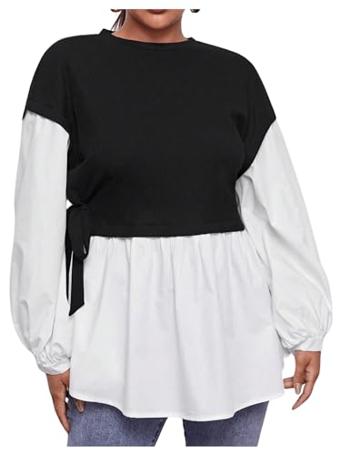 GORGLITTER Women's Long Sleeve Peplum Tops Blouse Dressy Casual Business Fall Teacher Baby Doll Top Shirt Sweater Combo3