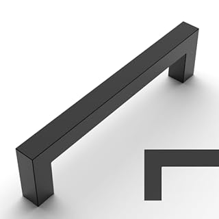 Amerdeco 10 Pack Matte Black Cabinet Pulls 5 Inch(128mm) Hole Centers Kitchen Cabinet Handles Cabinet Hardware Cupboard Handles Square Drawer Pulls