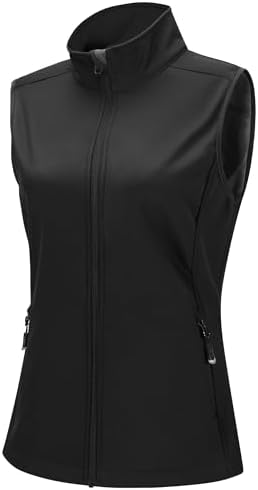 33,000ft Weste Damen Outdoor Leicht Softshell Weste Wasserdichte Laufweste | Winddichte Fahrradweste, Warme Fleece Wanderweste mit 4 Taschen, Ärmellose Jacke Sportweste Funktionswe