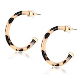 Hoop Earrings For Women Statement Acrylic Open Hoop Earrings Bohemia Tortoise Shell Stud Dangle Earr