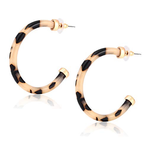 Hoop Earrings For Women Statement Acrylic Open Hoop Earrings Bohemia Tortoise Shell Stud Dangle Earrings Fashion Jewelry (Leopard) #TOP15