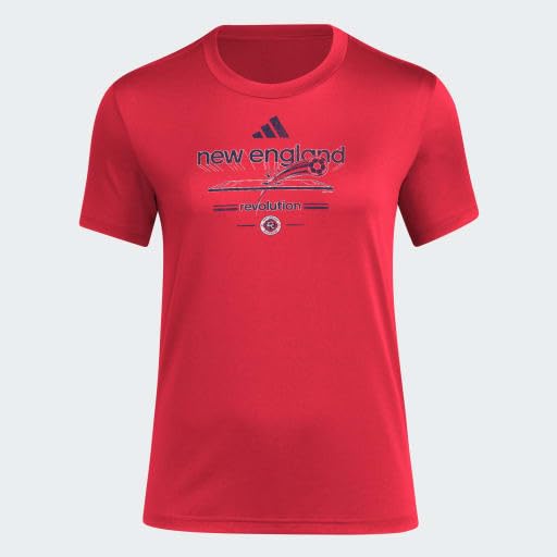 adidas Womens New England Revolution Pre-Game Short Sleeve Soccer T-Shirt,Team Power Red/New England Revolution,X-Small