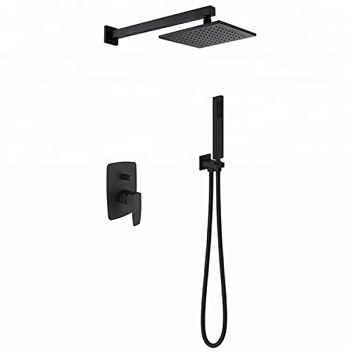 Kit de pomme de douche confortable encastrable et ensemble de douche noir mat mural