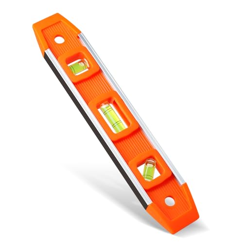 Nivel de Burbuja Magnético, Nivel de Burbuja de Torpedo con 3 Burbujas Diferentes de 45°/90°/180°, Nivel Magnético de Precisión, Nivel de Barco, Nivel de Andamio para Constructores Bricolaje Ladrillos