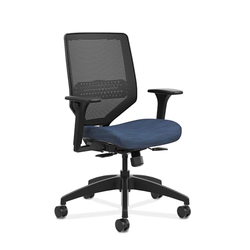 Image of HON Solve Ergonomic Mesh Task Chair with Adjustable Lumbar Support and Arms, Synchro‑Tilt Desk and Computer Seating for Home Office or Workstation, Midnight