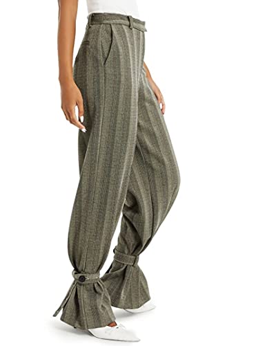 Danielle Bernstein Womens Striped Belt Wide Leg Pants2