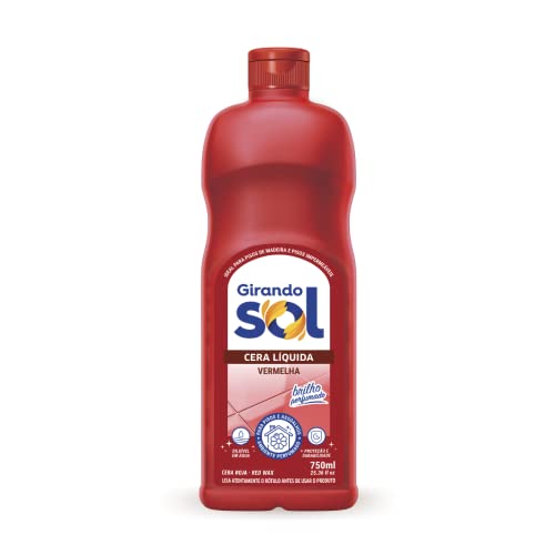 Girando Sol Cera Líquida Vermelha 750Ml Cera Líquida Para Pisos E Assoalhos Vermelho Brilho Perfumado Proteção E Durabilidade