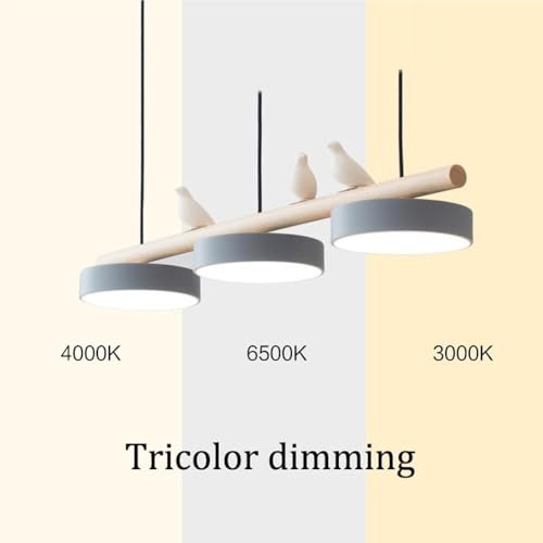Lámpara colgante de madera con 3 luces de pájaro negra para cocina 3