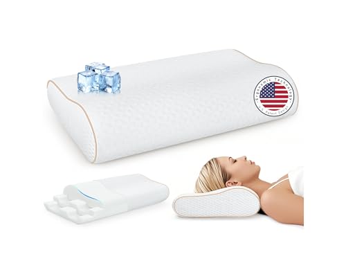 zibroges Sandwich Memory Foam Pillow for Sleeping - Ergonomic Cervical Cooling Pillows Queen Size