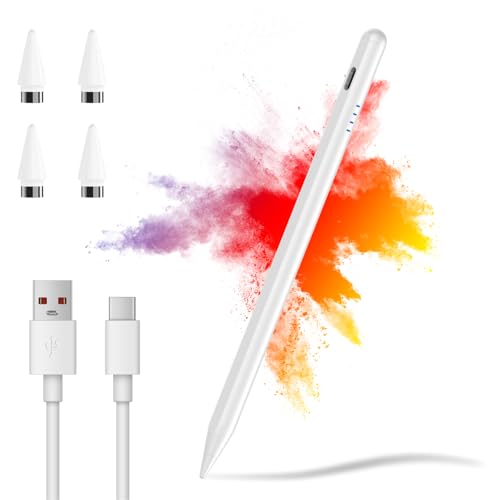 Tablet Pen, Digital, Stylus Pens for Touch Screens, Compatible with iPhone, Samsung/Android Smart Phone, Magnetic Pen Rechargeable Tablet Writing Drawing Pencil-White