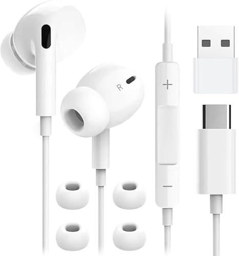 タイプc イヤホン Type-C MEMSマイク カラオケ【2025新版 iPhone15/16対応】イズキャンセリング 重低音 清晰通話 有線 イヤフォン iPad 第10世代/MacBook/Galaxy/AQUOS/arrows/Xperia/Pixelシリーズ対応 ホワイト