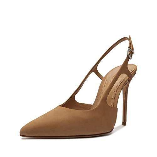 Image of SCHUTZ Women's Boris Pointed Toe Slingback Pump Heels, Honey Beige, Size 9