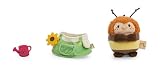NICI 62904 zestaw przytulanka trzmiel Hadshi z konewką i kostiumem ogrodnika w pudełku prezentowym, mymochi pluszowe zwierzątko w stylu kawaii, 8 cm, 8,5 x 6,5 x 10 cm, brązowy