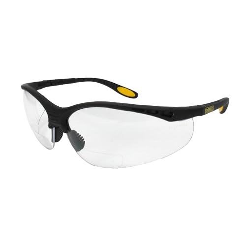 DEWALT DPG59 Reinforcer Rx-Bifocal High Performance Protective Eyeware with Rubber Temples and Protective Eyeglass Sleeve - Clear Lens, 1.5 Diopter