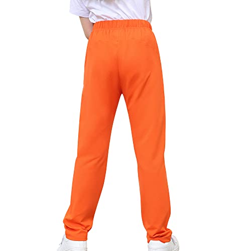 Pdcall Kids Cotton Sweatpants Boys Girls Soft Casual Straight Leg Athletic Pants With Drawstring And Pockets, Orange, 14-16 #TOP1