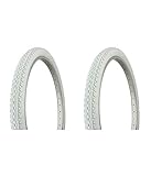 Lowrider 26' x 2.125' White Beach Cruiser Bike Tires, 2 Pack, 40 PSI, Grooved, Clincher