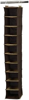 Household Essentials 66032 Hanging Shoe Storage Organizer for Closets with 10 Pocket, Coffee Linen, Brown