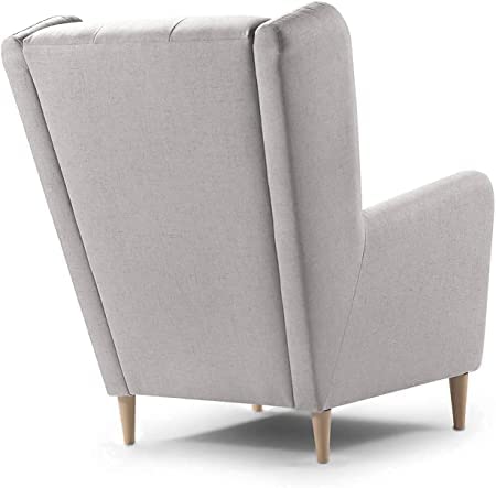 Image of Footrest Lounge Chair with Designer Back | Stylish Rest Chair and Arm Chair in Cotton Fabric for Living Room (Light Grey)