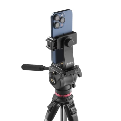 Hama Videostativ mit Fluidkopf (Kamera Stativ f&uuml;r Video, DLSR und Smartphone, Tripod, Dreibeinstativ, mit Handyhalterung, Aluminium Reisestativ, leicht, 46 - 160 cm, bis 7 kg)