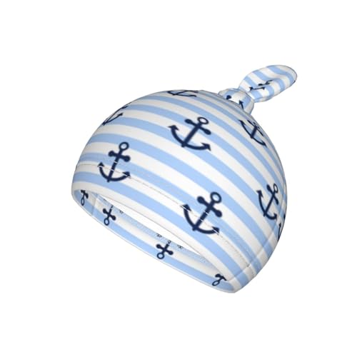 Image of Lcokin Striped Anchor Baby Stuff Swaddle Blanket Hat Set for Boys Girls, Newborn Receiving Blanket Outfit Infant Shower Gift