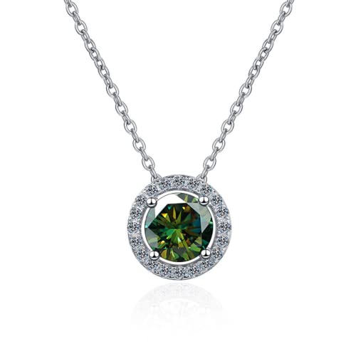 Collier moissanite pour les femmes pendentif diamant rond bleu rose d