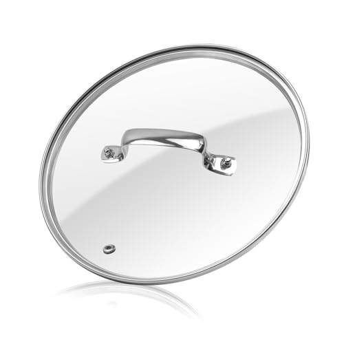 Tempered Glass Lid 12in, Clear Pot Cover with Stainless Steel Handle