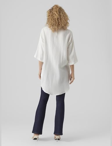 VERO Moda Damen Vmnatali 3/4 Long Overshirt Noos Kleid, Snow White, L EU – Ansicht 3