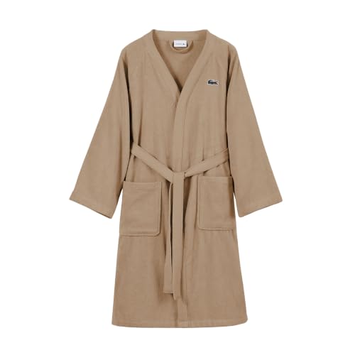 Image of Lacoste Classic Pique Cotton Terry Bath Robe, Unisex, One Size,