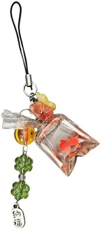 DalVick Eye Catching Fish Phone Dangle Eye Catching Fish Phone Chain with Acrylic Beads Stylish Strap Lanyard Embellishment — view 7