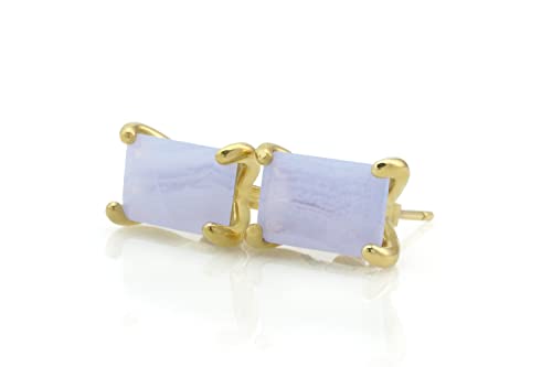 Boucles d'oreilles agate bleue Anémone en dentelle de pierre artisanale