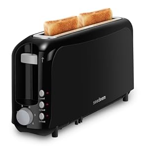SEEDEEM 2 Slice Slim Toaster, 10″ Long Slot, 6 Shade Settings, Black