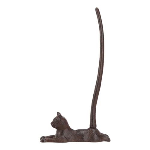 BRASSTAR Cast Iron Paper Towel Holder Stand Lying Cat Design Kitchen Countertop Decor Toilet Paper Holder Stand Vintage Rustic Farmhouse Home Decoration Gifts 13.5 TQGJPT842