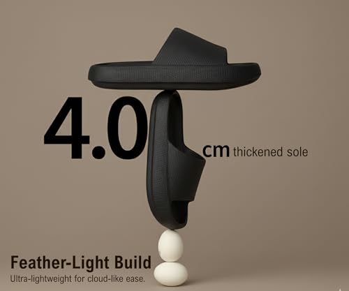 Image of Kraasa Cloudfoam Pillow Slippers for Men Non Slip Quick Drying Shower Slides Bathroom Sandals | Ultra Cushion | Thick Sole