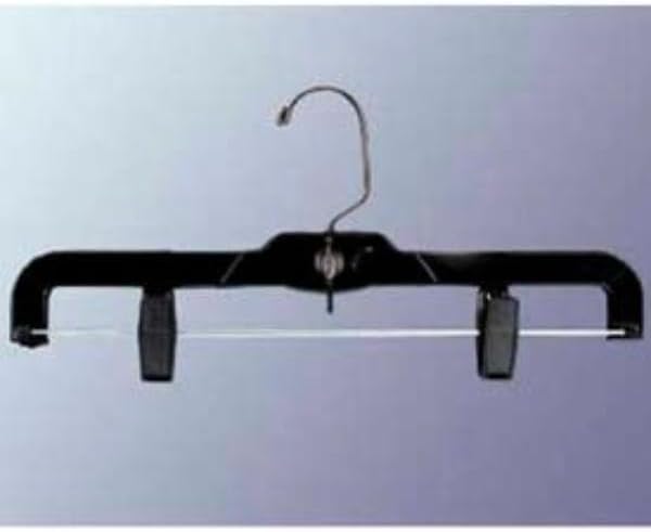 B811900 Skirt & Pants Hanger - with Metal Clip & Swivel Hook - 14 in. - Plastic - Black - Pack of 200