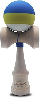 CANSHOW Kendama Maple Wood Toy - Rubber Blue Yellow White Tama Deluxe Pro
